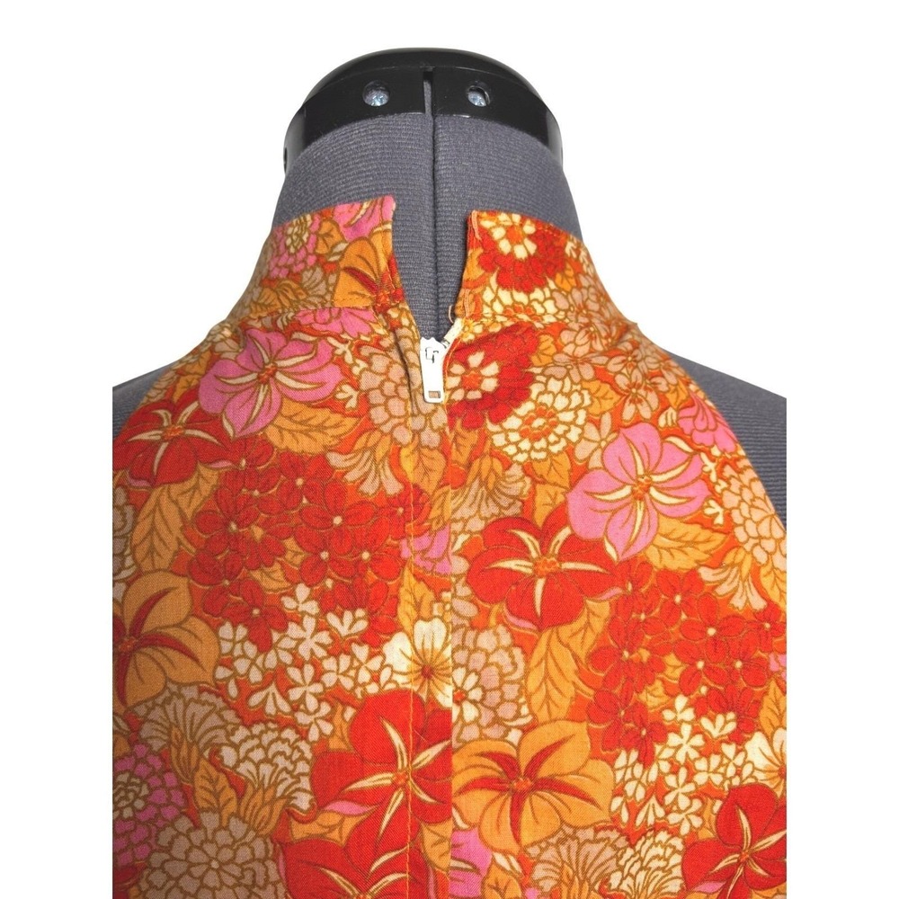 Vtg 60s 70s Floral psychedelic mod Cage Halter‎ Dress Boho 35-36-48 S/M - Picture 5 of 14